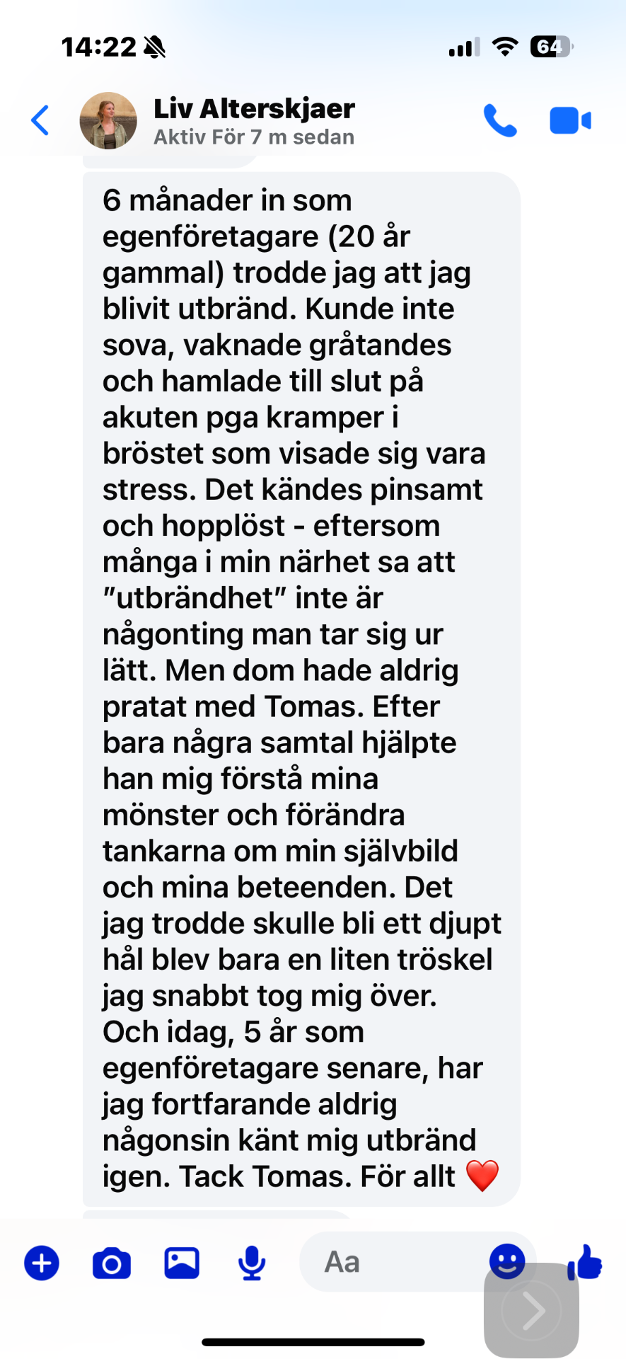 Testimonial från Liv Alterskjaer