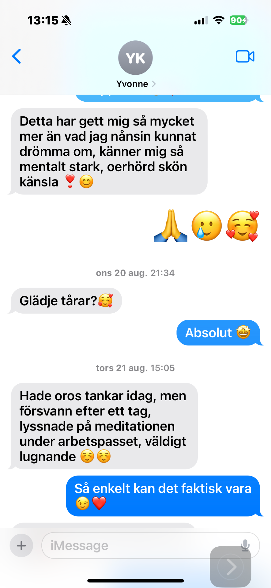 Testimonial från Yvonne